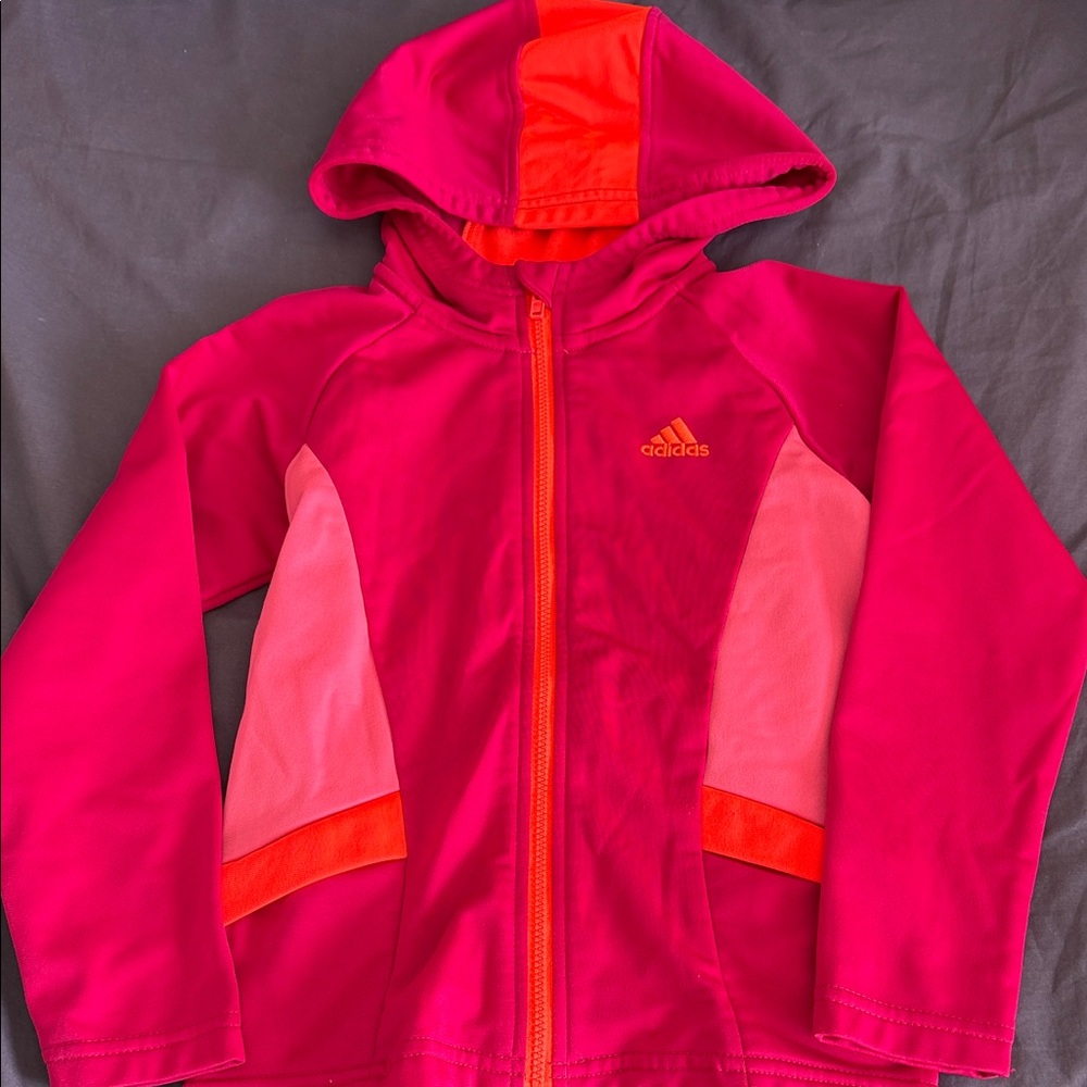 Adidas Pink Zip up Hooded Jacket - size 5